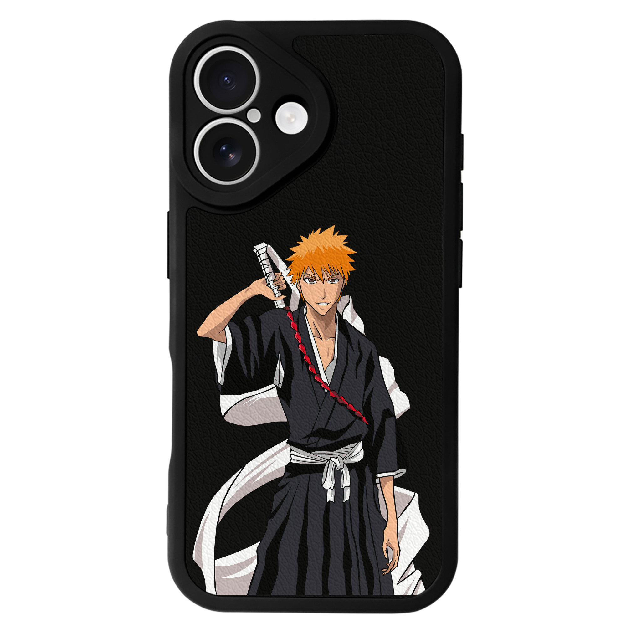 （画像用） ブリーチ 黒崎一護（くろさき いちご）BLEACH Kurosaki Ichigo 【iPhone 16シリーズ対応】シリコンスマホケース（レザー調） 材質：シリコン